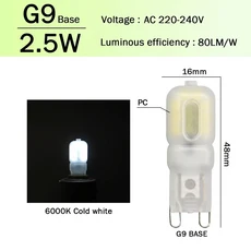 G9 LED 옥수수 전구 E14 AC 220V 2W 3W 4W 슈퍼 밝은 라이트 비 스트로브 따뜻한 흰색 라이트은 할로겐 램, 16 G9 2.5W 6000K, 05 2pcs