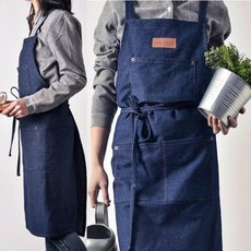 jh 카페 공방 튼튼한 데님앞치마 바리스타, 다크블루, 1개