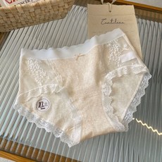 HAIOUXIAN 女士內褲 蕾絲網紗中腰三角褲, L(100-125斤)