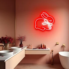 침실 장식 벽 LED 네온사인 배경 플렉스 바 웨딩 상점 선물용 리본 달린 토끼, 05 12inch(30x30cm), 02 Color 2