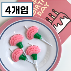 카네이션 가정의달 스승의날 어버이날 케이크 기념일 초, 1세트, 핑크 1세트, 핑크