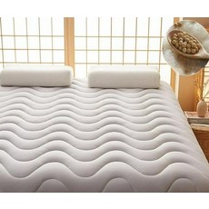 매트리스 토퍼 스트라이프 패턴 항균 쿨링 원룸용 따뜻한 웨이브 그레이 3cm 90x200cm, 웨이브 화이트 3cm