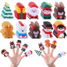 Honoson 크리스마스 손가락 인형 60개 세트 펠트 손가락 인형 장난감 벌크 8.9cm(3.15인치) 피규어 장난감 모음 휴일 파티 선물