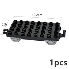 큰 크기 철도 기차 트랙 벽돌 직선 곡선 오르막 대형 트랙 다리 차량 도시 장난감 빌딩 벽돌 호환 Duploes, 11 Black Plate