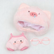 20cm 인형옷 돼지 후드 동물 모자 솜인형옷 핑크, D. 콧물돼지(안경포함), 1개