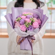 지오머스 꽃다발 비누꽃다발 조화 비누꽃 꽃, 1개, 퍼플