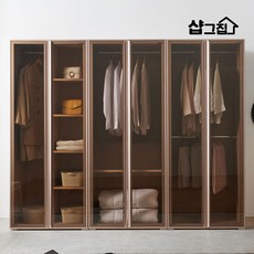 브론즈 유리도어 옷장 이불장 선반장 2400 시스템장 장롱 세트, 로즈골드