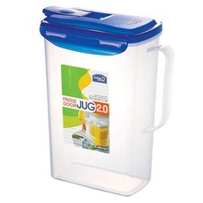 LocknLock 손잡이가 달린 아쿠아 냉장고 도어 물통 BPA 프리 플라스틱 피처 플립 탑 뚜껑 포함 차와 주스를 만들기에 적합 1.8L2쿼트 아이보리161303, 투명