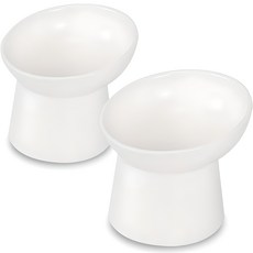 모나지오 경사형 원형도자기 반려동물 식기, 화이트, 2개