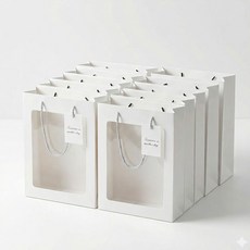 미닛데이 투명창 윈도우 쇼핑백 꽃다발 선물포장, 10개, 화이트