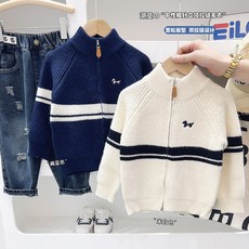 男童韓版毛衣 刺繡小狗半高領撞色針織衫2025鞦季新款毛衣拉鏈衫