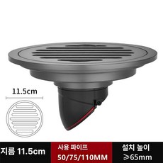 원형 전동 세탁기 배수구 커버 세탁기용 뚜껑, 건메탈그레이 (11.5cm), 기본 색상