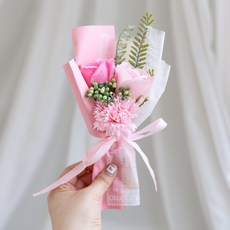 케이트가든 카네이션 장미 조화 꽃다발 상자 세트, 1개, 핑크