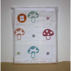 10mois 蘑菇圖案嬰兒紗布毯 透氣舒適多功能，呵護寶寶肌膚, 白底圖案印花