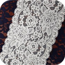 DKLACE-5411-F / (폭 13cm 길이1yd 5yd 기준) / 자가드 낙하판 스판 레이스 모음, 화이트(270cm_3yd기준), 1개