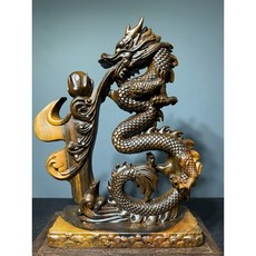 精雕細琢木質龍雕擺件 客廳書房裝飾品 權力尊貴吉祥好運, 黑檀木
