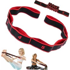 손잡이가 달린 피트니스 저항 밴드 스트레칭 및 요가를 위한 전신 쉐이핑을 조절 가능한 8개의 세그먼트 필라테스 밴드 (레드), 레드