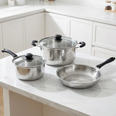 인덕션 스텐냄비 취사도구 3종세트, 혼합색상 프라이팬 22cm+편수16cm+전골 20cm, 프라이팬 22cm + 편수 16cm+전골 20cm