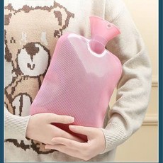 冬季必備 註水式熱水袋 安全保暖 加厚暖手註水熱水袋防爆加絨衝水暖水袋熱敷可拆洗毛絨套暖手寶, 500ml -小號-無開口插 不含布套