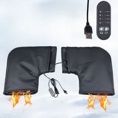 오토바이 열선 토시 보호 핸들 방한 발열 배달 온도 온열 두꺼운 그립, 블랙 두꺼운