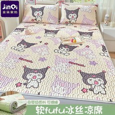 raee好貨推薦 夏季冰感涼席三件套 冰絲乳膠家用軟席, 開心兔透氣排溼清涼酣睡,50x80cm柔軟貼膚舒適整晚