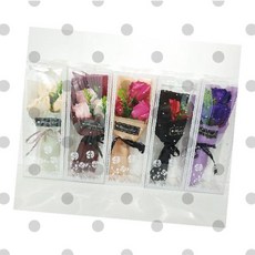 비누꽃 장미꽃다발 투명포장 리본장식 선물용 기념일 이벤트용품 향기나는 조화꽃, 장미 샴페인, 1개