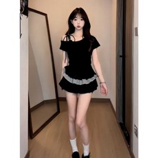 해피유통 스퀘어넥 프릴 레이스 블라우스 여성용