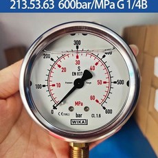 wika威卡壓力錶 德國進口軸嚮徑嚮液壓錶 耐震不銹鋼測壓錶 EN837-1 水壓錶 氣壓錶, 0-60MPA/0-600bar, 1個