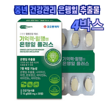 코오롱제약 은행잎 플러스 은행잎추출물 30정 기억력 혈행 개선 4박스 (총120정입니다), 120개, 1정