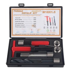 Ejoyous 10Pcs M18x1.5 나사산 수리 키트 스테인리스 스틸 인서트 손상된 수리를 위한 설치 도구 세트