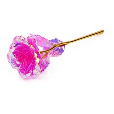 크리스탈 홀로그램 장미 꽃선물 인테리어 장식, 핑크, 1개