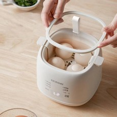 GUESMI 多功能煮蛋器 蒸蛋機 家用自動斷電, 米白