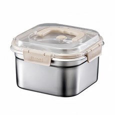 사각 반찬통 보관용기 스텐 밀폐 핸들형 김치통, 3개, 1600ml