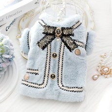 FULIBS 명품 강아지옷 후리스 패딩 아우터 럭셔리 애견겨울옷, 블루, 1개