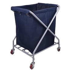 호텔 린넨 카트 세탁물 수거 운반 이동식 카트, 1개, 네이비