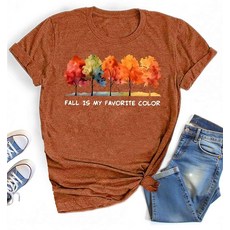 여성용 가을 호박나무 가을 추수감사절 티셔츠 (미국 알파 라지 레귤러 레귤러 색상 A), 색상 B