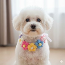 하니펫 반려동물 귀요미스카프 뜨게꽃레이스, 1개, 믹스