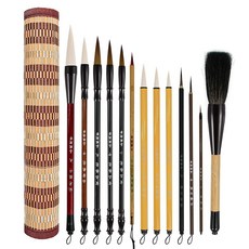 CORCIOSY 13PCS 스미에 중국어 세트 스콜로 한자 수채화 일본어 드로잉 서예 또는 대나무 보관, 25
