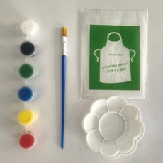 兒童草帽DIY繪畫帽，幼兒園塗色彩繪塗鴉手繪材料包，親子手工畫畫草帽, 6色1筆+調色盤+圍裙