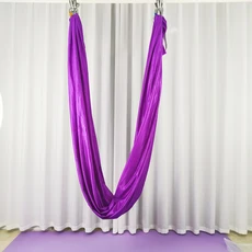 Elastic fabric 5-meter full yoga hammock flying training studio chrysanthemum rope safety buckle, 10 purple