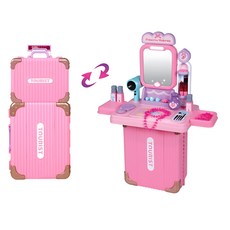 5세여아 변신화장대 리얼사이즈 캐리어 미용놀이세트 미니트렁크 장난감핸드폰, 1개, 핑크