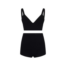 발렌티노 가라바니 V넥 골지 탑 앤 쇼츠 세트