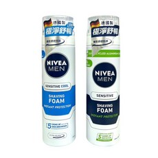 妮維雅 極淨刮鬍泡 極淨酷涼刮鬍泡 200ml 無酒精配方，肌膚鎮靜滋養, 1個, 妮維雅 極淨刮鬍泡 200ml