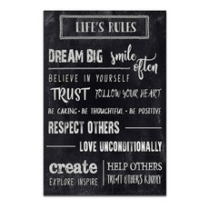 렌디셔닝 갤러리 동기 부여 칠판 아트워크 생존을 위한 사려 깊은 삶의 규칙 거실 사무실 주방 장식용 캔버스 벽걸이 - 12 x18" LT14, Chalkboard Life's Rules, 18"L x 12"W