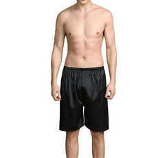 Jinda 남성용 새틴 파자마 반바지 복서 반바지 부드러운 속옷 쿨 캐주얼 미드 라이즈 루즈 핏 블랙1. 400093