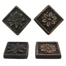 철물전 사각 주물비오 국화 50x50 가구장식 문장식 신주 황동 인테리어 장식, 엔틱