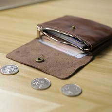 카드지갑 수제 공방 가죽 동전 케이스 홀더 명함 가성비, 클래식 브라운
