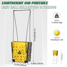OLE ANDIGO 피클볼 호퍼 컬렉터 40개 용량 경량 피커 갑피 피킹 볼 도구, OLE ANDIGO 피클볼 호퍼 컬렉터, 40개 용량,