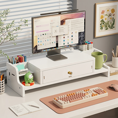 데꾸데꾸 수납/서랍형 다용도 목재 모니터 받침대 50cm, 1개, 화이트