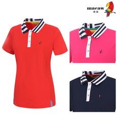 마코 (여성)패턴 카라 반팔 티셔츠_MLW2TS76